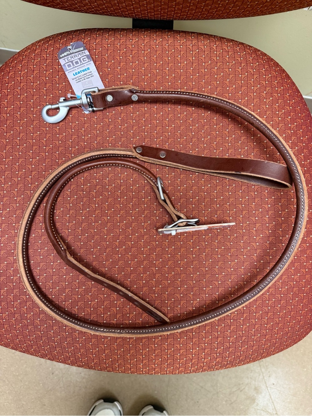 Terrain D.O.G. Brown Rolled Leather Dog Collar 15” & 4’ Leash Set NWT